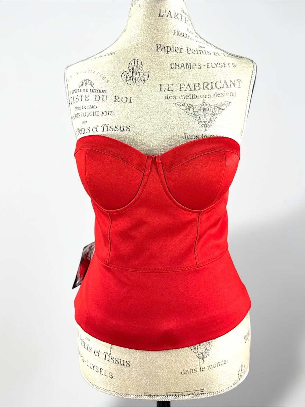 MARCIANO Red Satin Maura Bustier Peplum Corset Top Gold Zip Size 6 NWT - Picture 7 of 15